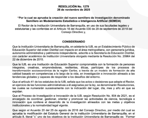 La Institución Universitaria de Barranquilla crea el Semillero de Modelamiento Estadístico e Inteligencia Artificial (SEMEIA)